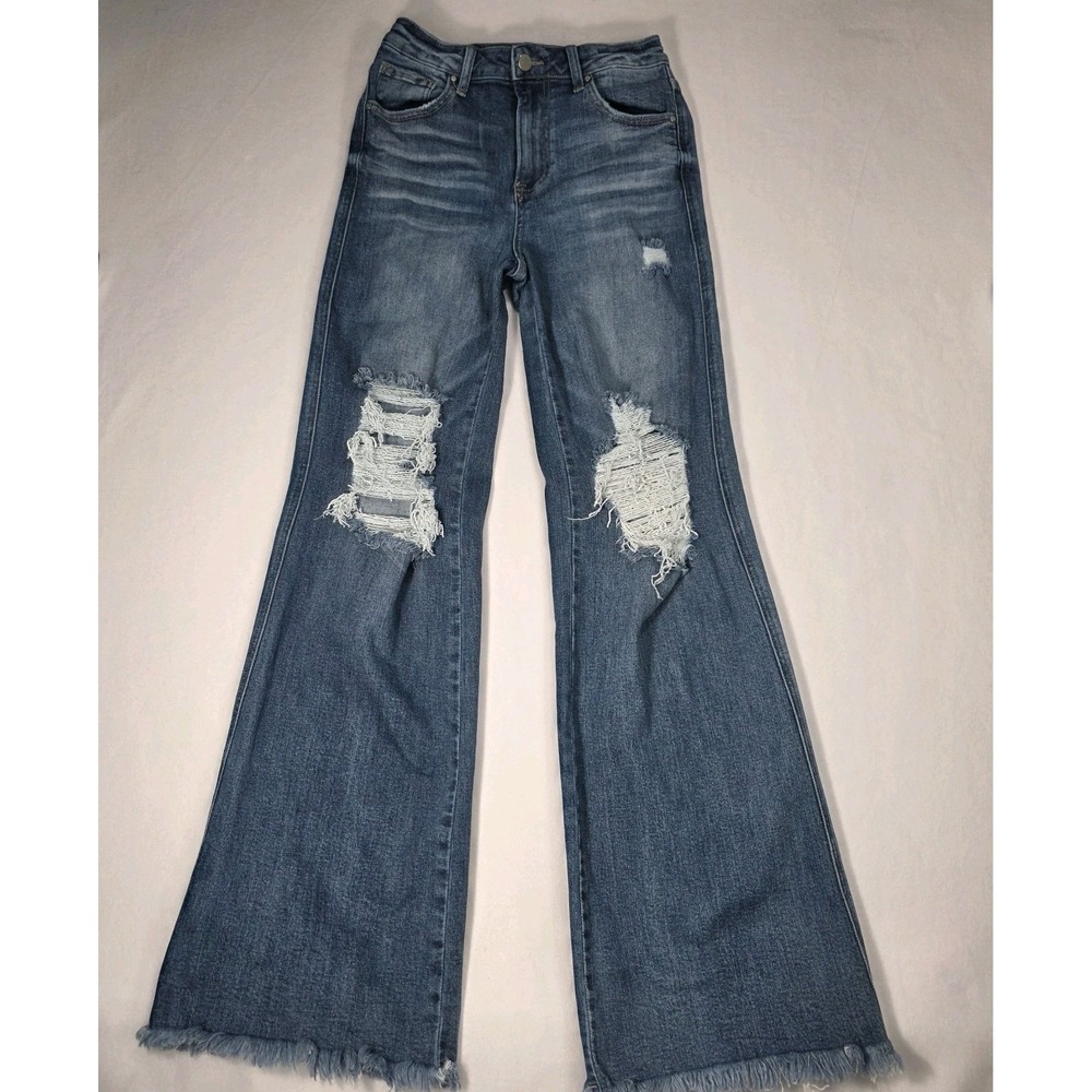 Risen Freckled Poppy High Rise Wide Leg Distressed Dad Jean Size 5/27 Med Wash